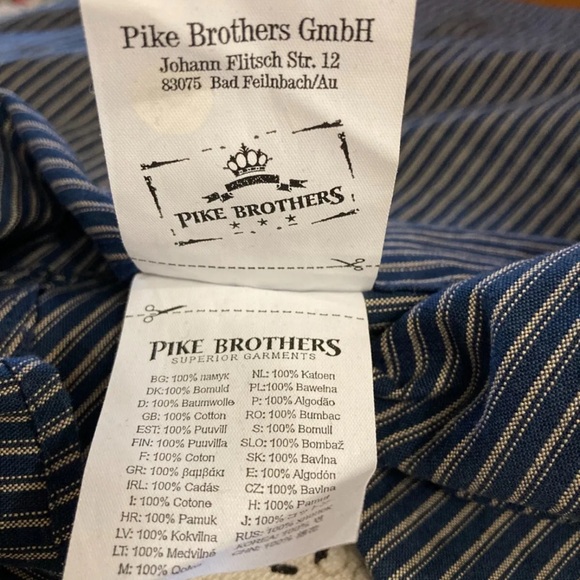 Pike Brothers 1923 Buccanoy Shirt Blue Striped Railroad Band Collar Shirt, Sz M - Picture 8 of 12